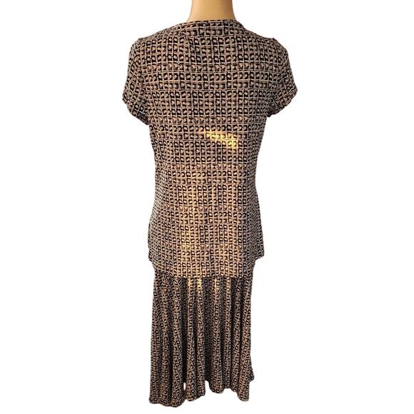 Ratio By Liz Claiborne Women's 2pc Blouse & Skirt Black Cream White Bobo Medium - Picture 2 of 6